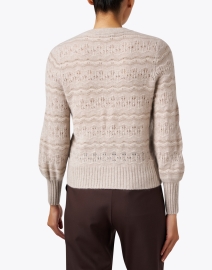Back image thumbnail - White + Warren - Beige Cashmere Stitch Sweater