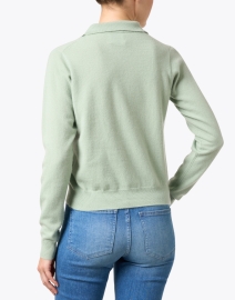 Back image thumbnail - Allude - Light Green Cashmere Polo Cardigan