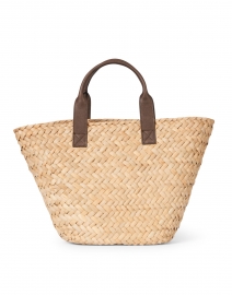 Preston Natural Woven Seagrass and Brown Leather Tote Bag