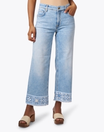 Front image thumbnail - Cambio - Celia Blue Embroidered Denim Pant