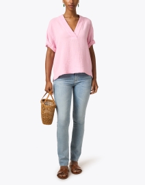 Look image thumbnail - Xirena - Avery Pink Cotton V-Neck Top