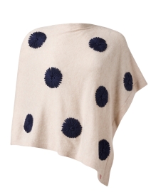 Product image thumbnail - Frances Valentine - Camel and Navy Embroidered Poncho