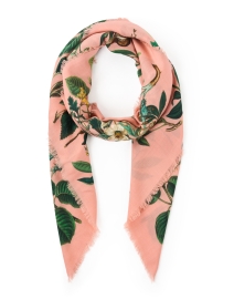 Raina Pink and Green Floral Wool Scarf