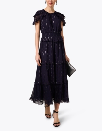 Look image thumbnail - Shoshanna - Laguna Navy Metallic Print Dress