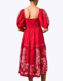 Back image thumbnail - Farm Rio - Red Floral Embroidered Dress