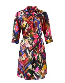 Product image thumbnail - Vilagallo - Adriana Multi Ikat Silk Shirt Dress