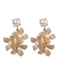 Pearl and Gold Cluster Flower Drop Earrings