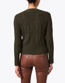 Back image thumbnail - Vince - Olive Green Wool Cashmere Cardigan