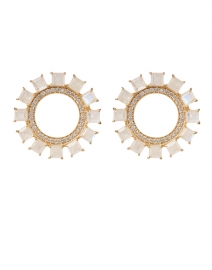 Moonstone and Zirconia Gold Circle Hoop Earrings
