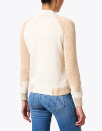 Back image thumbnail - Blue - White and Tan Cotton Sweater