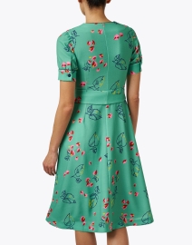 Back image thumbnail - Loretta Caponi - Astrid Green Print Dress