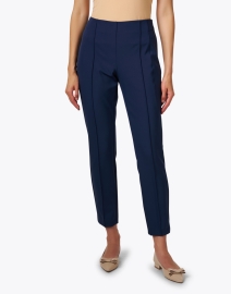 Front image thumbnail - Lafayette 148 New York - Gramercy Navy Stretch Pintuck Pant