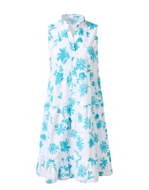 White and Turquoise Print Cotton Dress