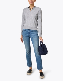 Look image thumbnail - Kinross - Heather Grey Cashmere Polo Sweater