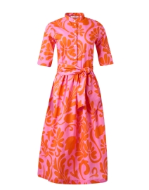 Pink and Orange Print Cotton Shirt Dress