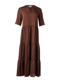 Product image thumbnail - Lafayette 148 New York - Selma Brown Satin Tiered Dress