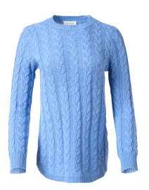 Blue Cotton Cable Knit Sweater