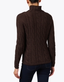 Back image thumbnail - Blue - Brown Cotton Cable Sweater
