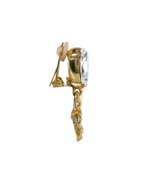 Back image thumbnail - Oscar de la Renta - Crystal Clover Drop Clip Earrings