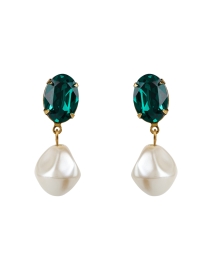 Product image thumbnail - Jennifer Behr - Tunis Green Crystal and Pearl Drop Earrings