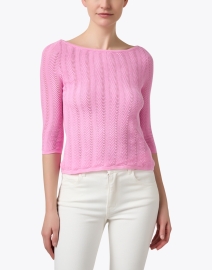 Front image thumbnail - Burgess - Jackie Pink Pointelle Sweater