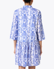 Back image thumbnail - Ro's Garden - Deauville Blue and White Printed Shirt Dress