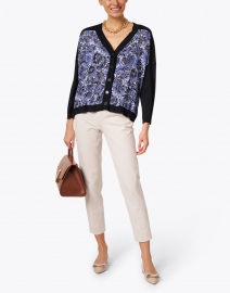 Piazza Sempione - Black and Ink Blue Wool and Silk Knit Cardigan 