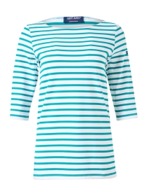 Product image thumbnail - Saint James - Phare Green and White Striped Shirt