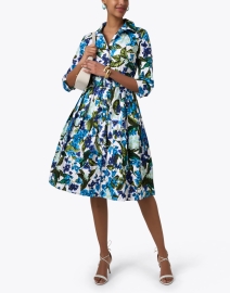 Look image thumbnail - Samantha Sung - Audrey Blue and White Print Cotton Stretch Dress