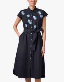 Front image thumbnail - Megan Park - Black Floral Shirt Dress