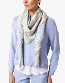 Look image thumbnail - Jane Carr - Blue Multi Houndstooth Wool Scarf