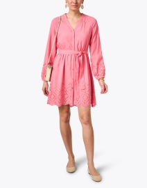 Look image thumbnail - Ecru - Moss Pink Embroidered Shirt Dress 