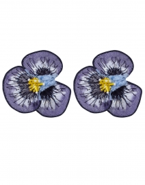 Purple Pansy Flower Stud Earrings