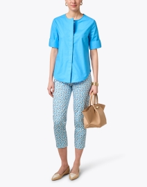 Look image thumbnail - Piazza Sempione - Turquoise Poplin Blouse