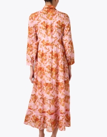 Back image thumbnail - Ro's Garden - Jinette Pink and Orange Print Maxi Dress