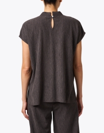 Back image thumbnail - Eileen Fisher - Taupe Plisse Mock Neck Top
