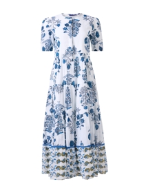 Ro's Garden - Daphne White and Blue Floral Dress