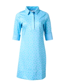 Product image thumbnail - Gretchen Scott - Everywhere Turquoise Print Jersey Dress