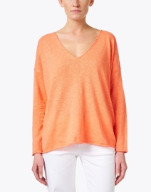 Front image thumbnail - Eileen Fisher - Orange Linen Cotton Top