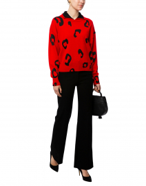 Stelios Red and Black Jacquard Wool Sweater