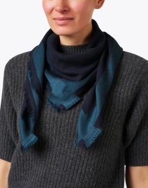 Look image thumbnail - Johnstons of Elgin - Navy Contrast Border Scarf