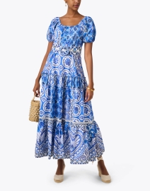 Look image thumbnail - Farm Rio - Blue and White Tile Print Cotton Dress