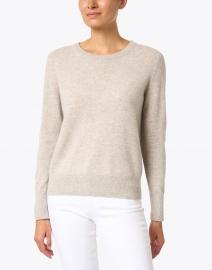 Front image thumbnail - White + Warren - Misty Grey Essential Cashmere Sweater