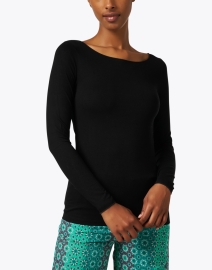 Front image thumbnail - Majestic Filatures - Black Soft Touch Boatneck Top