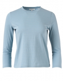 Product image thumbnail - Vince - Aqua and Off-White Striped Cotton Tee
