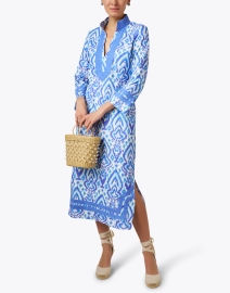 Look image thumbnail - Sail to Sable - Blue Ikat Print Cotton Tunic Dress