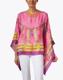Front image thumbnail - Rani Arabella - Pink Multi Print Cashmere Silk Poncho