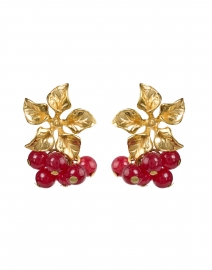 Gold and Red Magnolia Earrings