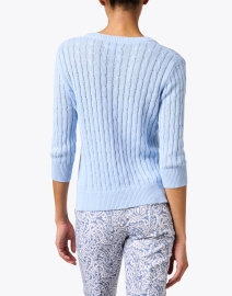 Back image thumbnail - Burgess - Vanessa Blue Cotton Cashmere Sweater