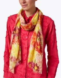 Look image thumbnail - Amato - Zinnia Red Floral Printed Scarf